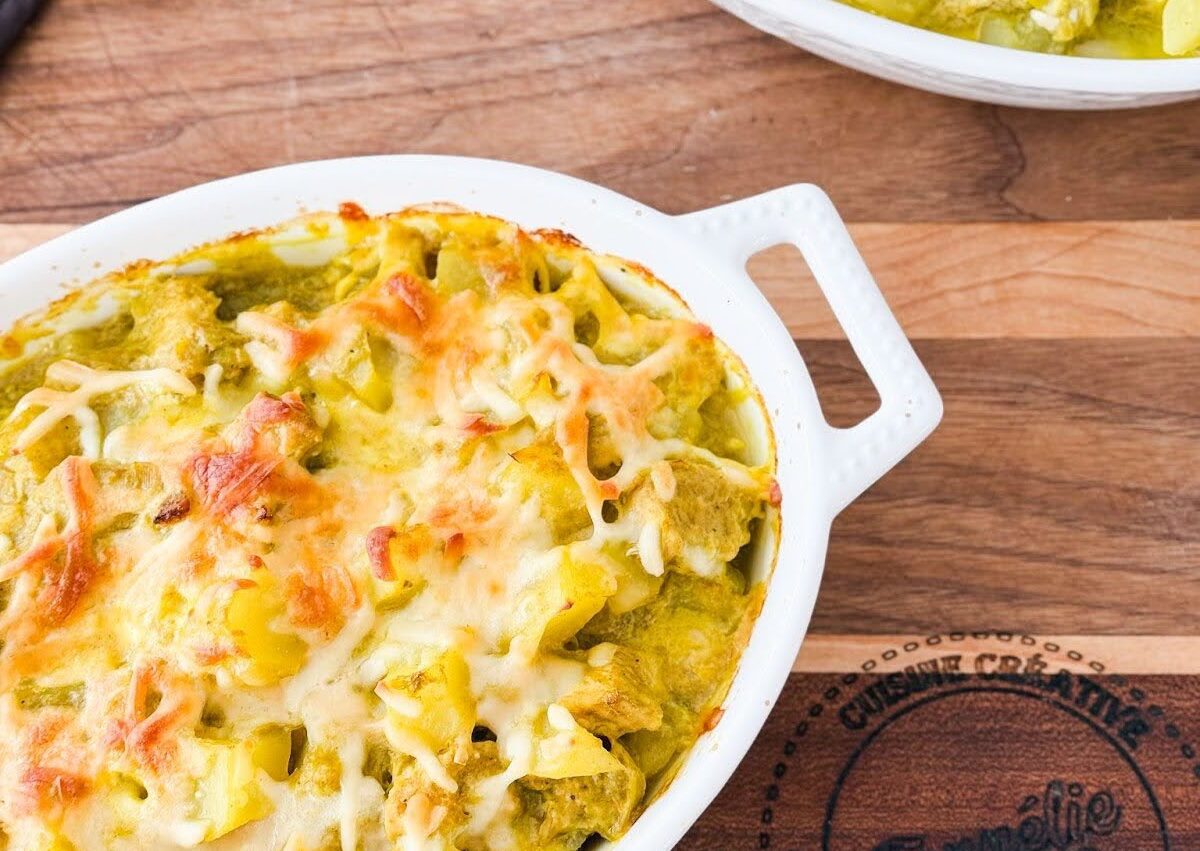 Gratin poulet, poireaux, pommes de terre