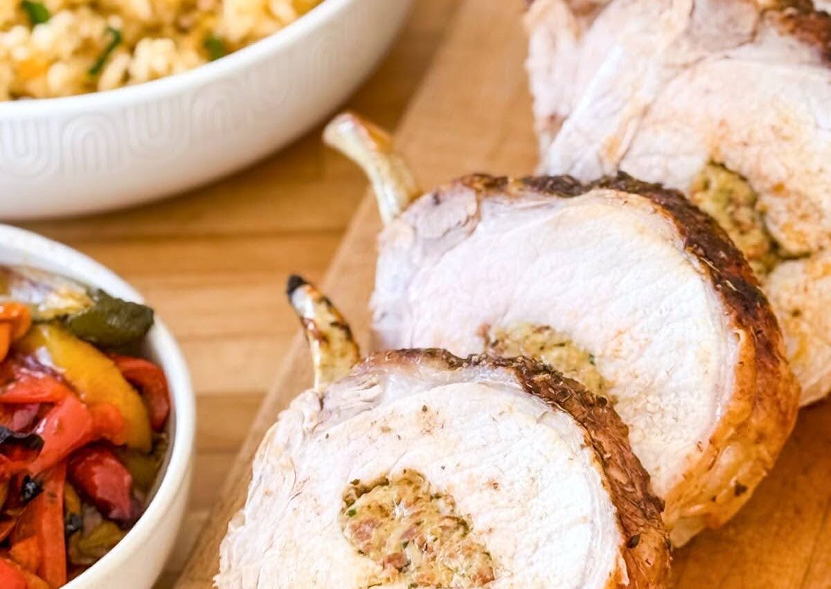 Carré de porc farci à l’espagnol et piperade