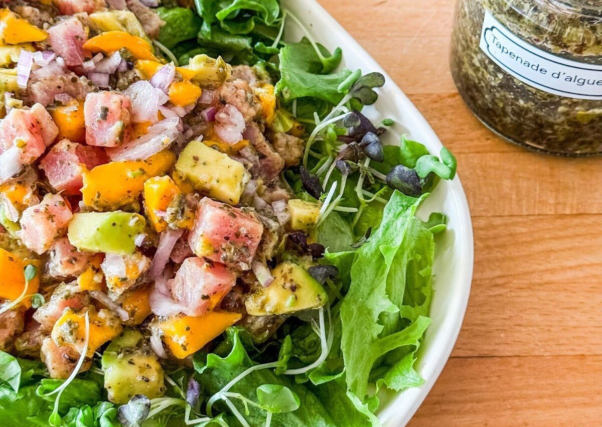 <i class='fas fa-star' aria-hidden='true'></i> Salade tartare thon à la mangue et tapenade d’algues