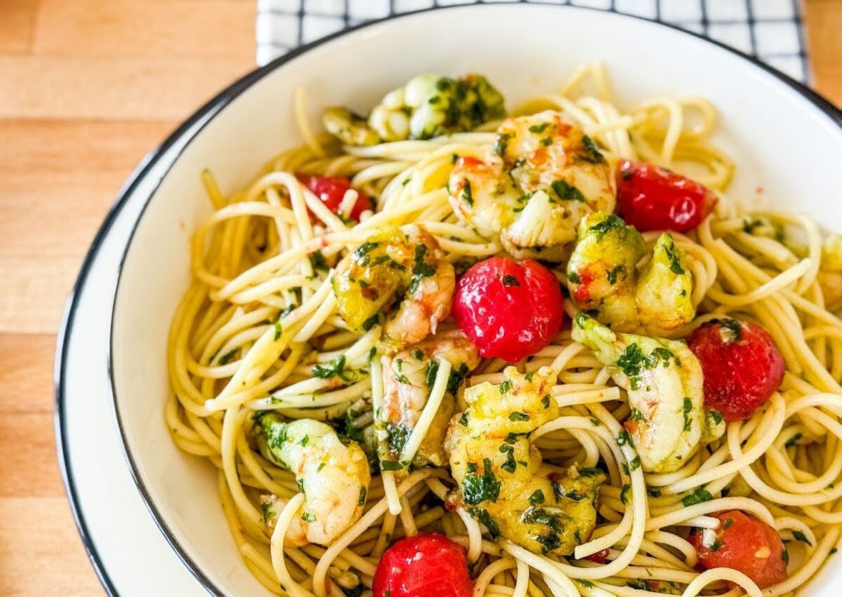 <i class='fas fa-star' aria-hidden='true'></i> Spaghettis sauce crevettes à l’ail