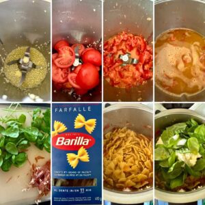 Farfalle tomates-ricotta-basilic-coppa